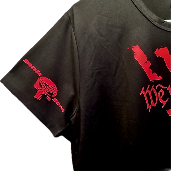 NWT Black T-Shirt Crew Neck Short Sleeve w/ Red wording: "WE THE PEOPLE" - Picture 3 of 5